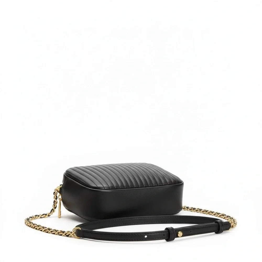 Tory Burch Floral Camera Crossbody Bag Black Nylon Leather Trim - Picture 7 of 12